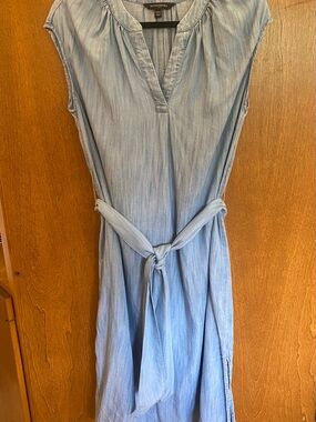 Banana Republic Light Chambray Tie-Waist Midi Dress